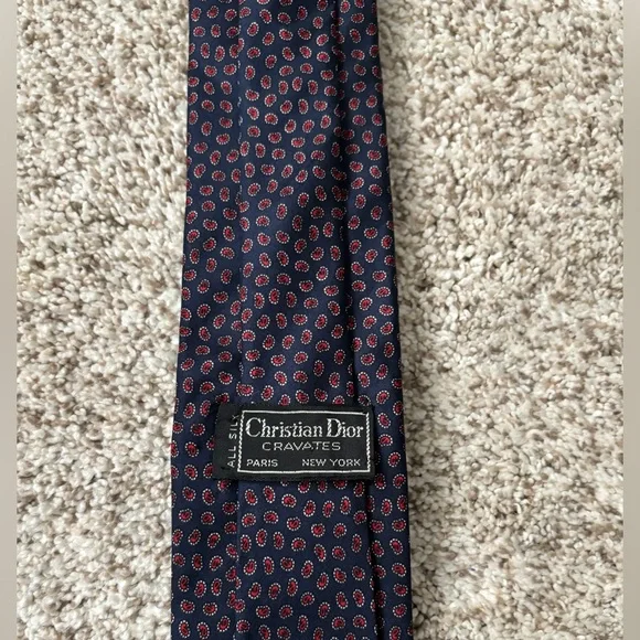 Christian Dior 100% Silk Tie Navy Blue - Picture 4 of 7